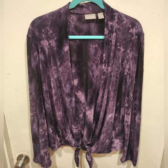 Chico's Jackets & Blazers - Chico's Travelers Purple Tie Dye Tie Front Jacket Cardigan Sz 1 (M) Fairy Gothic